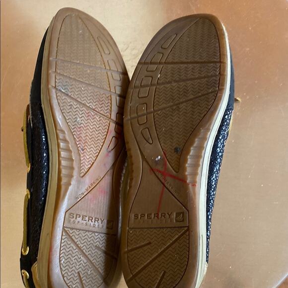 Sperry Black and Gold Boat Shoes Leather Laces - Picture 11 of 13